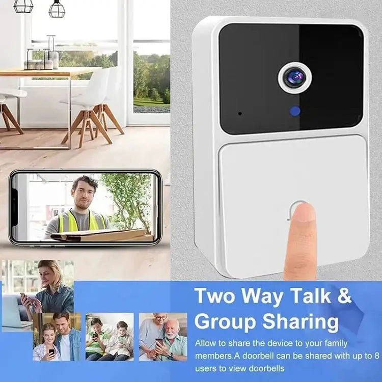 Simples Market wireless WiFi video doorbell, white with black camera panel, HD night vision, two-way intercom