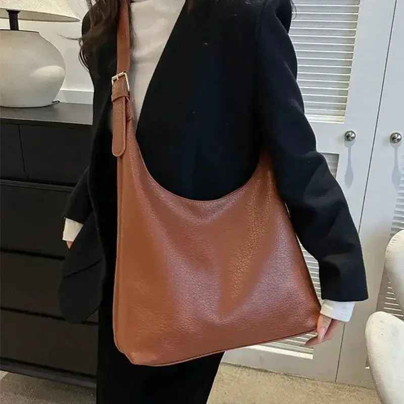 Womens PU Leather Tote Bag High Capacity Polyester Lining Stylish Everyday Carryall Handbag
