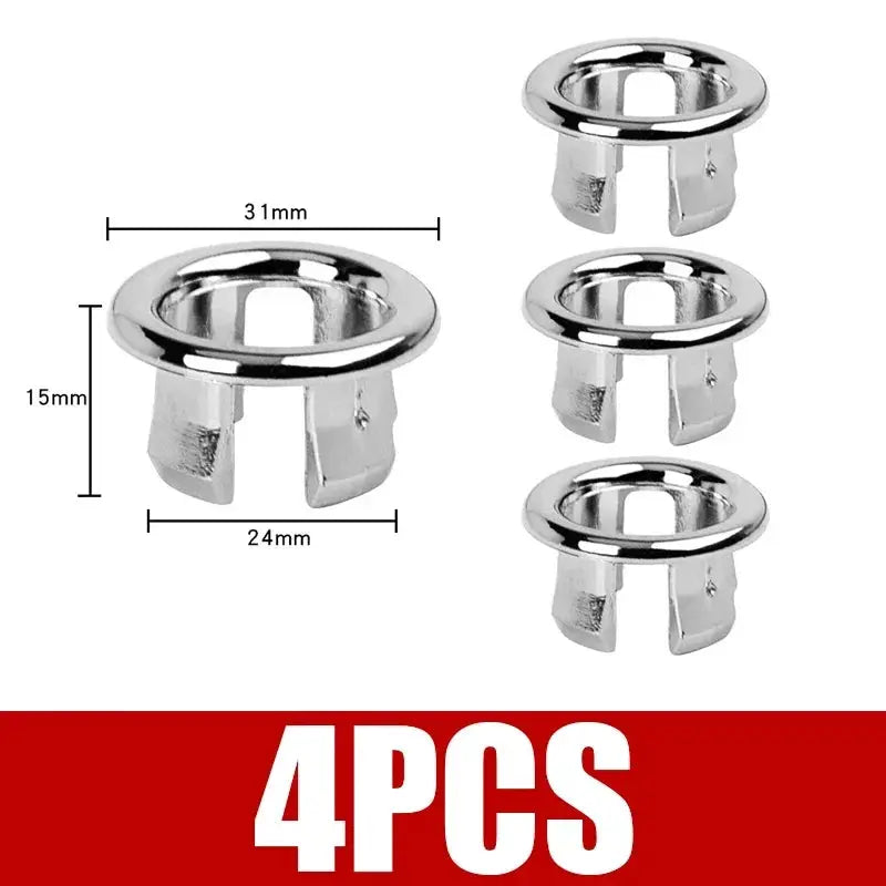 Simples Market 4-pack chrome-plastic overflow cover rings for bathroom and kitchen sink drains