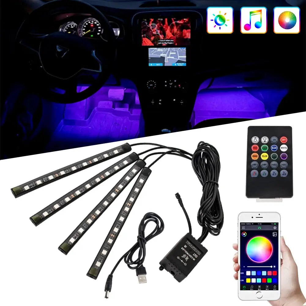Automotive Ambient Light Foot Interior Modification LED Strip Lamp For Car USB Cig Lighter Atmosphere