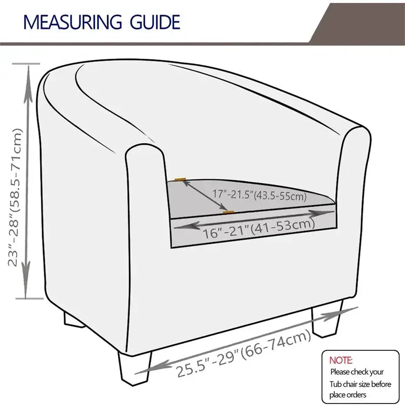 Elastic club chair cover by Simples Market; leaves jacquard, solid color slipcover for single armchair measuring guide