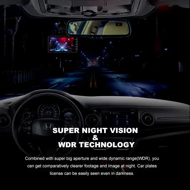 Car dashcam mirror with 4.0-inch display and night vision