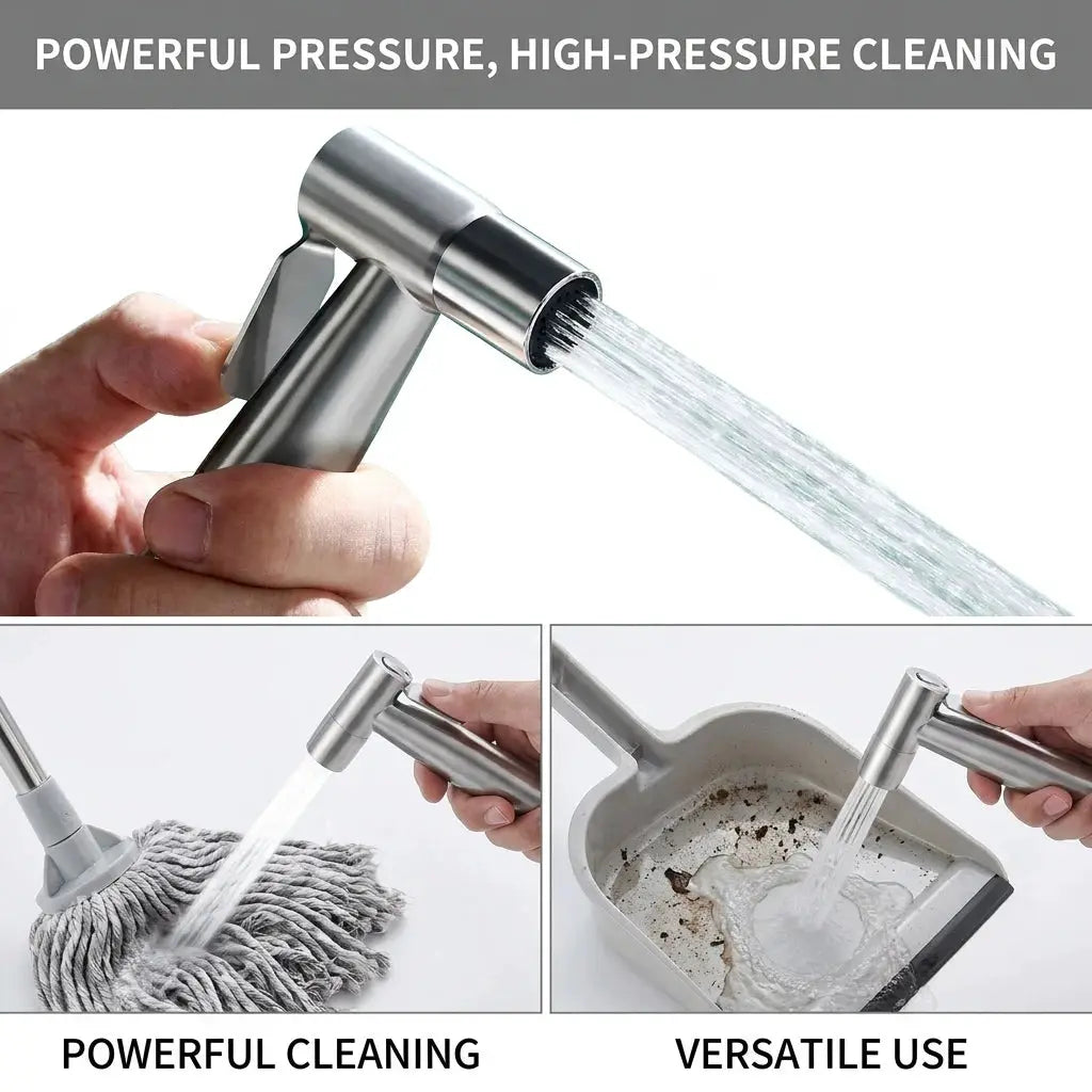 Stainless steel high-pressure handheld shower kit by Simples Market with 4.8-inch hose and wall bracket