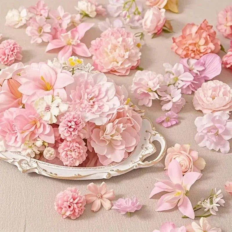 Artificial pink silk flower heads, 20/50pcs set for crafts and wedding decor by Simples Market
