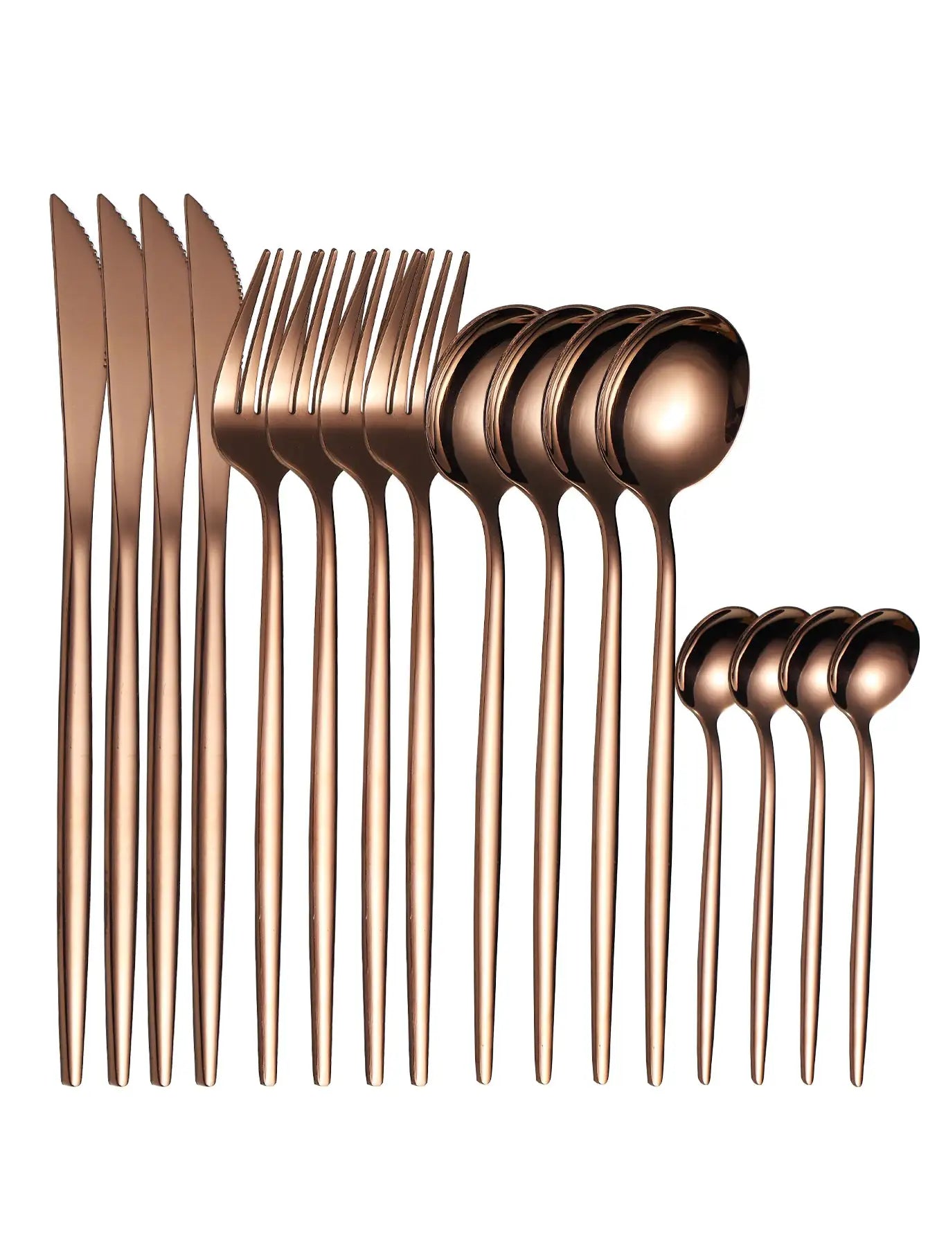 16 Piece Stainless Steel Cutlery Set With Gold Finish For Four Western Style Tableware Knife Fork Spoon Teaspoon