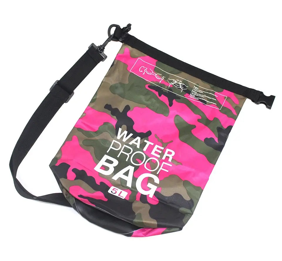 Simples Market dry bag waterproof, pink camouflage 5L with black adjustable strap