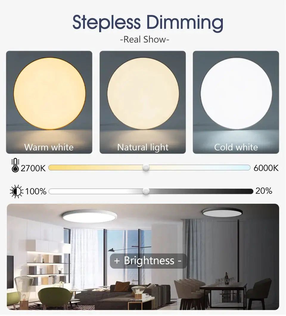 MARPOU Smart ceiling lamp by Simples Market; dimmable LED ceiling light with remote for bedroom