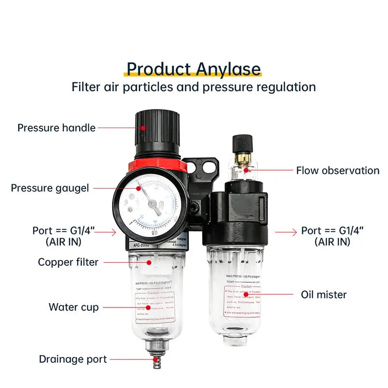 AFC2000 AFR2000 AL2000 G1/4 Air Compressor Oil And Water Separator Filter With Pressure Regulator