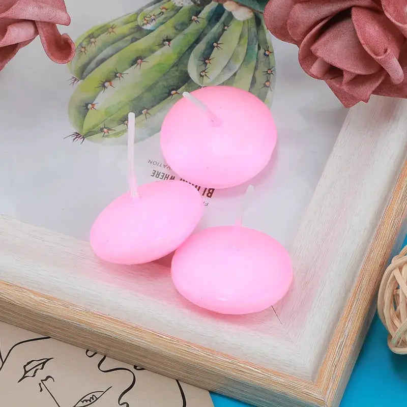 Floating pink unscented candles, 3 pcs, Simples Market