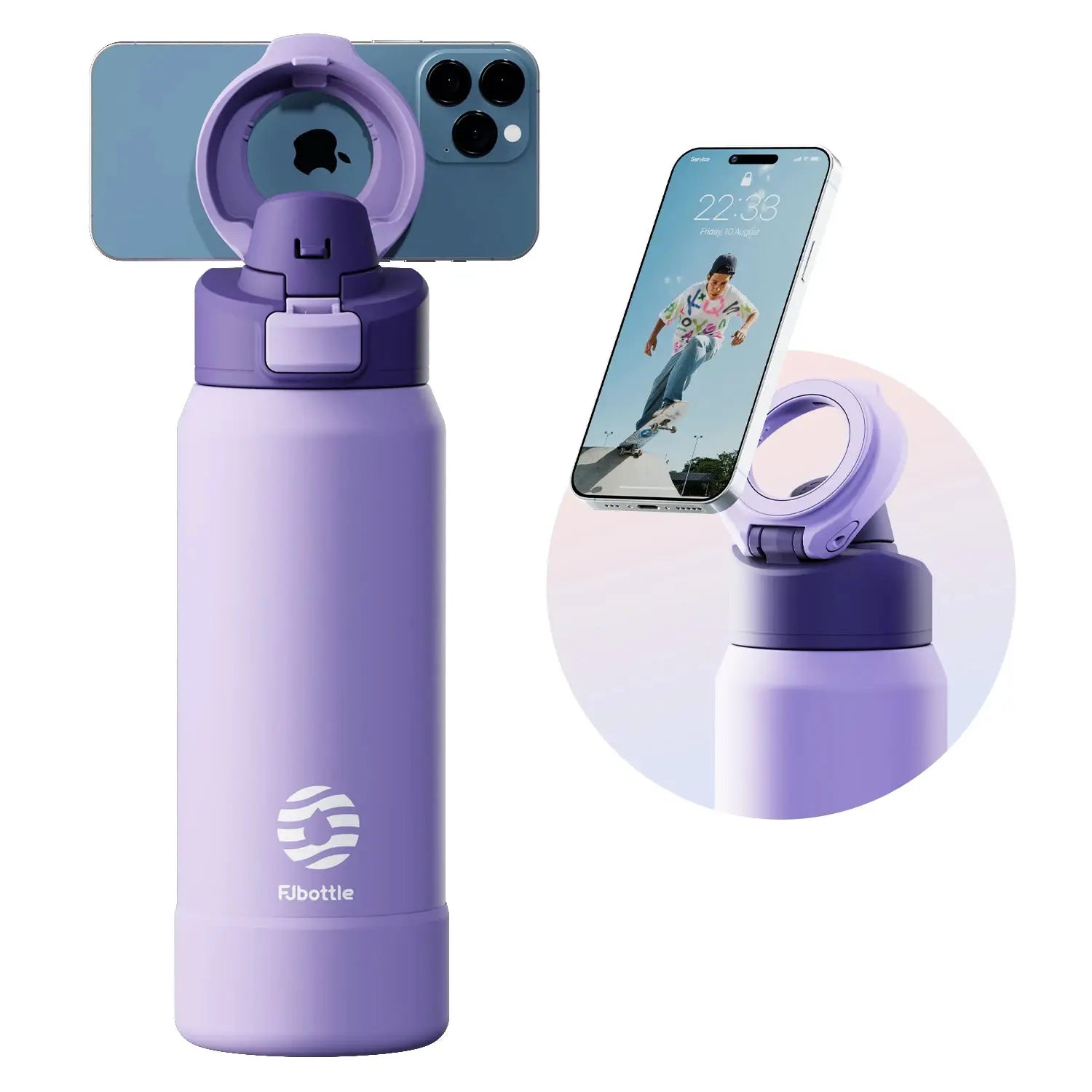 Fjbottle Magnetic Thermos Stainless Steel Bottle With Phone Holder