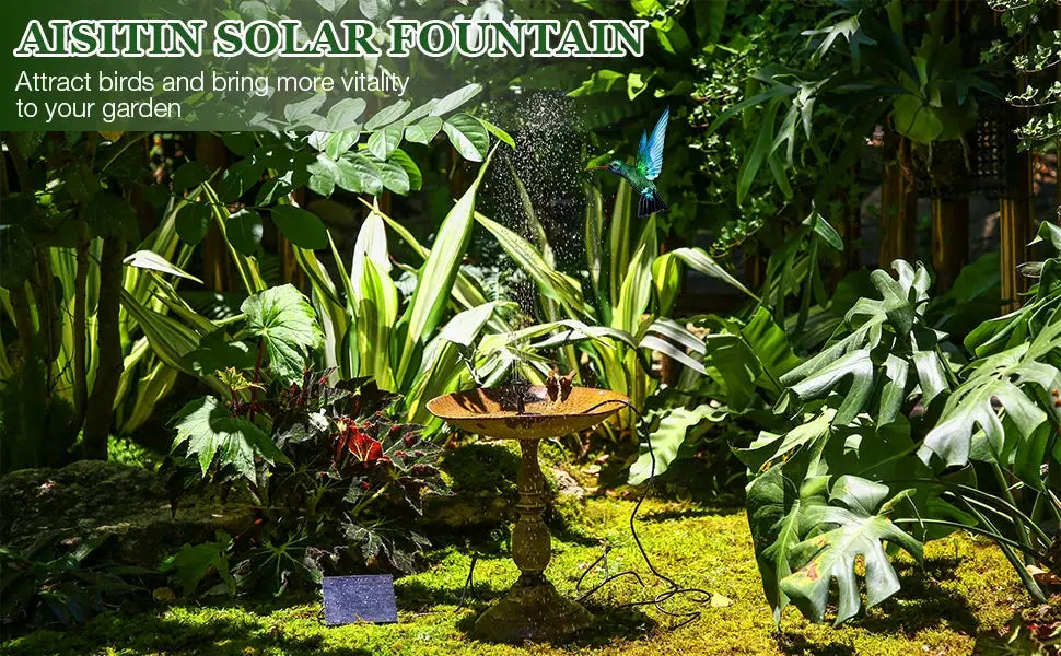 Simples Market solar fountain pump kit for ponds, gardens and bird baths with 6 nozzles and solar panel