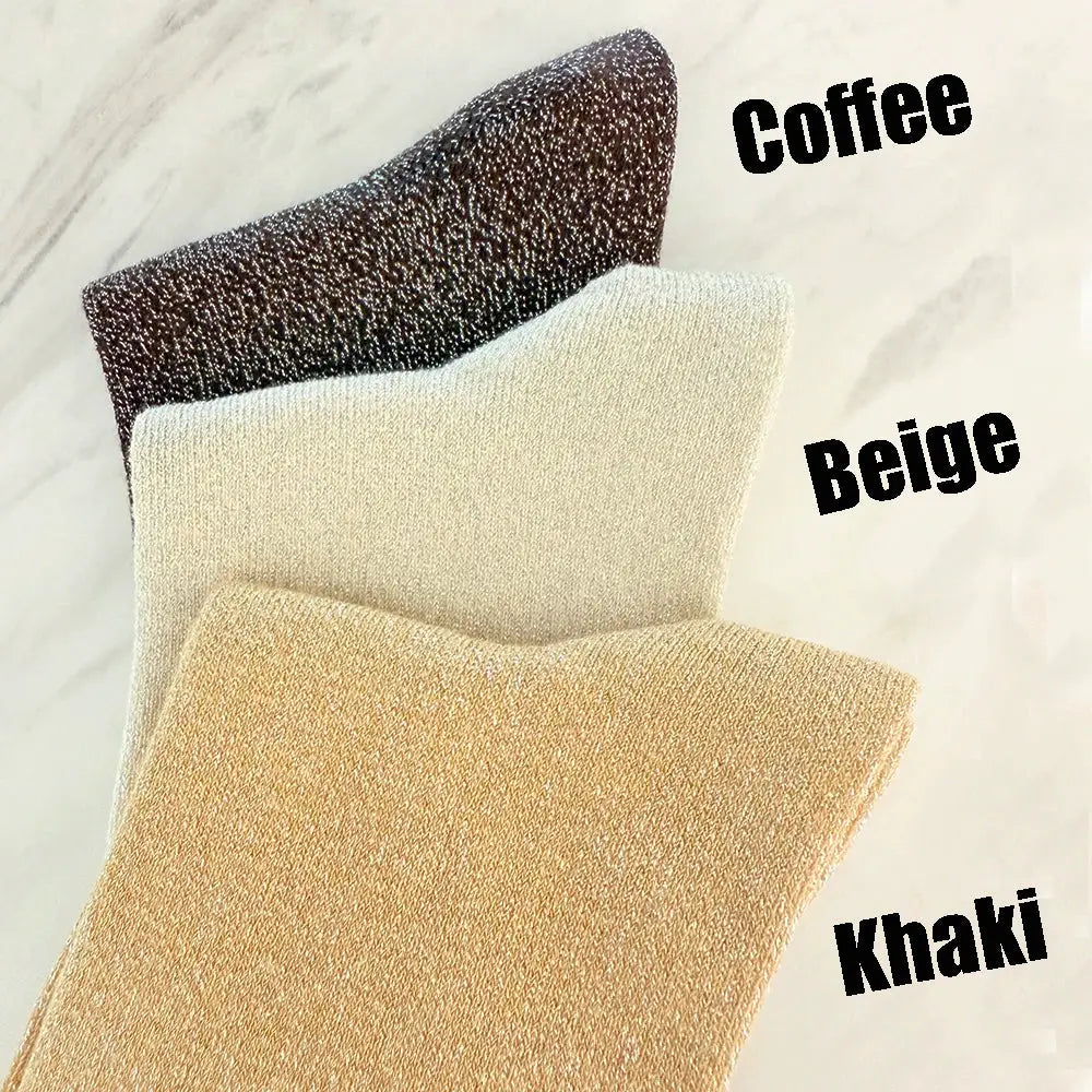 Korean Silk Co Shiny Silk Candy Colored Socks Set Three Pairs Of Cotton Knit Korean Style Hosiery
