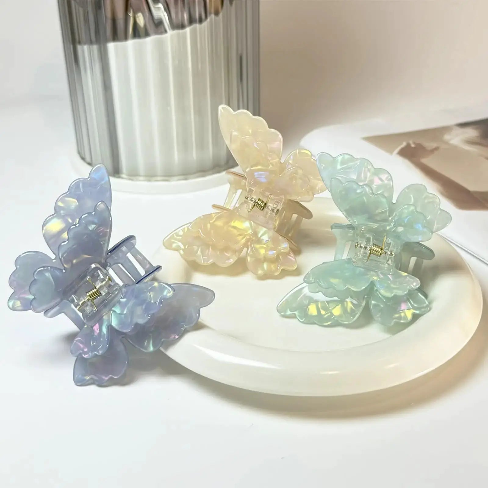 Colorful Butterfly Hair Clips For Women And Girls Pearlescent Fairy Gripper Clips Beach Summer Accessories
