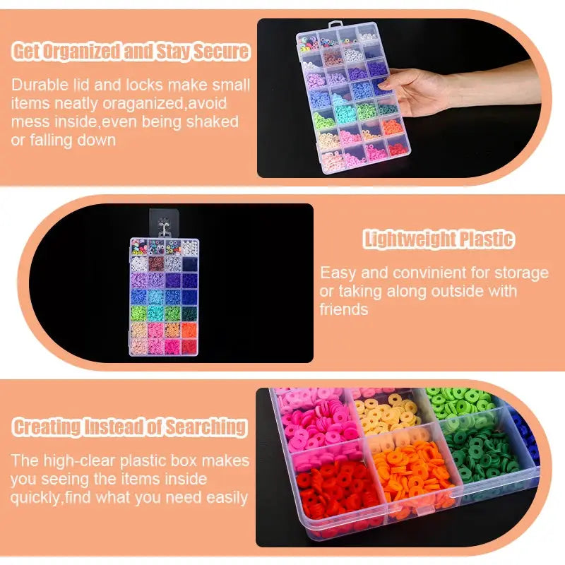 Transparent Storage Container Jewelry Box Clear Plastic Organizer For Beads And Earring Display Case