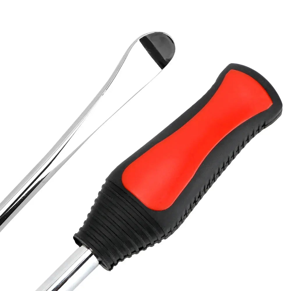 Rim protector tire changing lever tool with red and black ergonomic handle