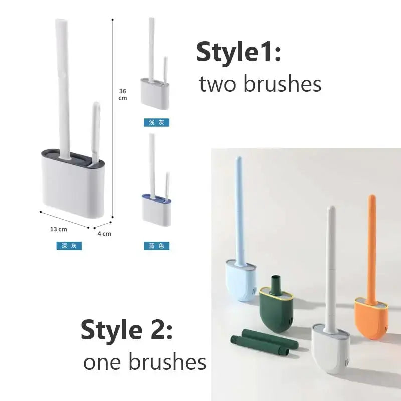 CleanNest Wall Hanging Toilet Brush With Holder Long Handle Silicone Brush Soft Bristles For Rim Cleaning