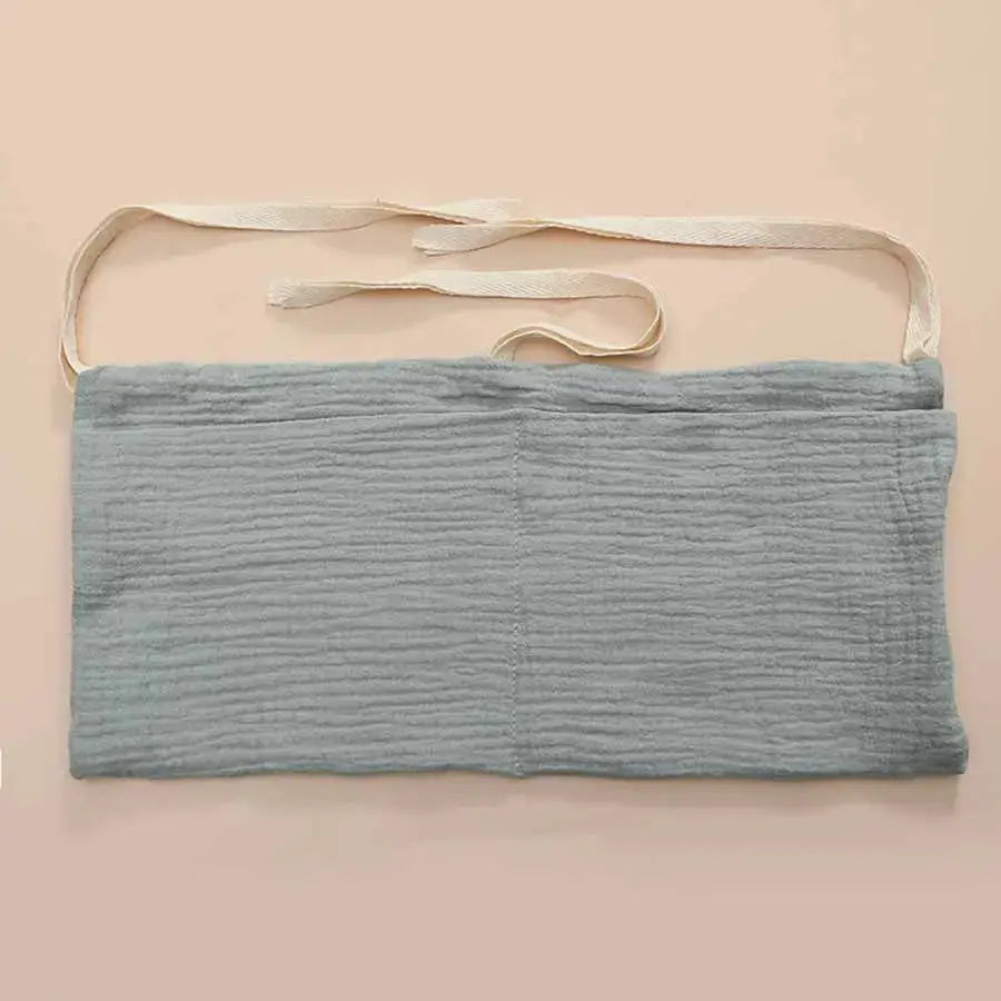 Two Pocket Baby Bedside Hanging Storage Bag Attaches to Crib Stroller Breathable Cotton Organizer for Diapers and Toys