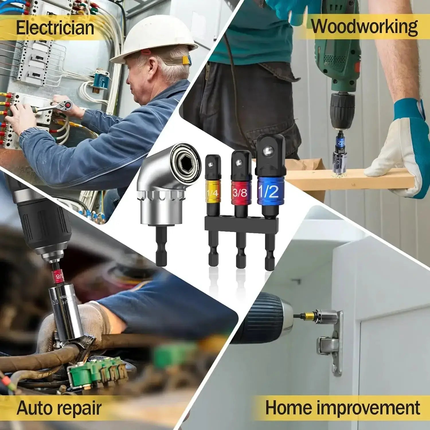 105 Degree Angle Screwdriver Socket Holder Adapter With Hex Bit For Tight Spaces And Adjustable Drill Bit Angles