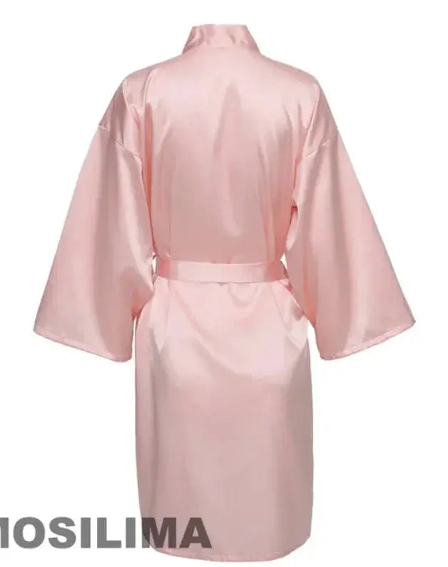 BridalGlow Team Bride Satin Kimono Robe for Weddings Black Lettering Bridesmaid Pajama Bathrobe