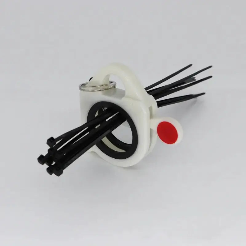 Simples Market white plastic cable tie organizer with black ties and red release button, 1pc