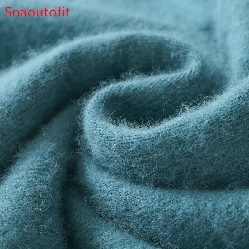 Men's 100% pure mink cashmere sweater teal O-neck knit pullover, Simples Market