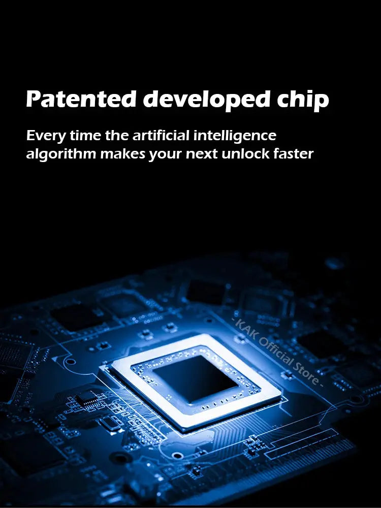 KAK biometric fingerprint lock on blue circuit board