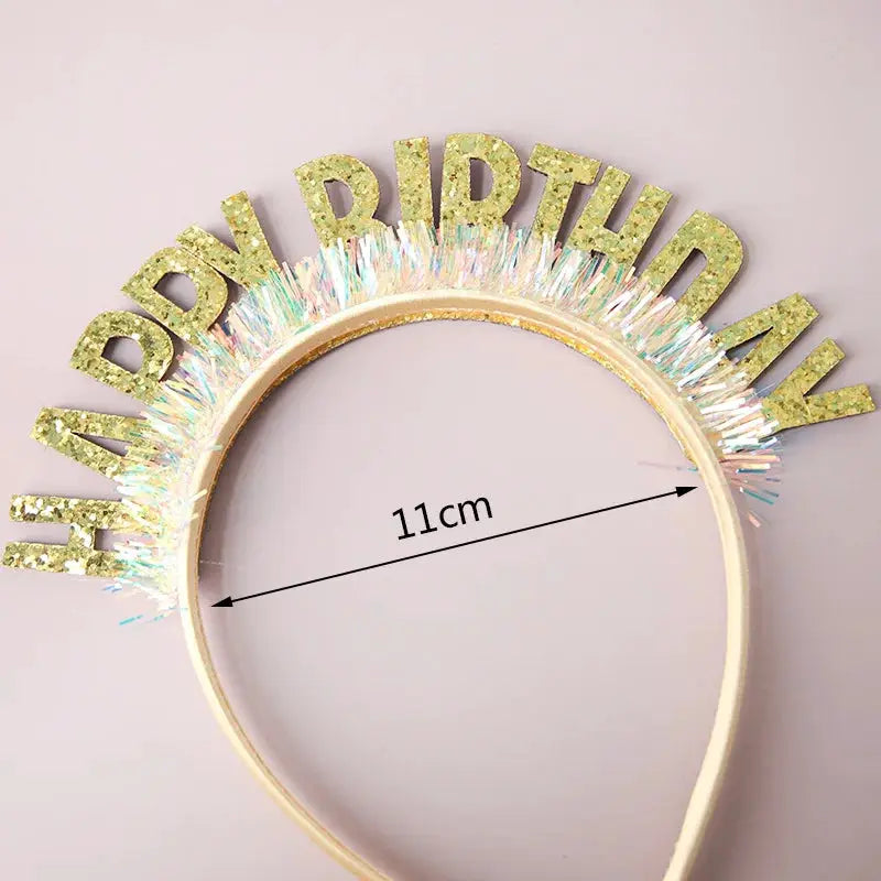 Glitter Happy Birthday Sequin Headband Birthday Decoration for Kids and Adults Pink Silver Blue Headbands