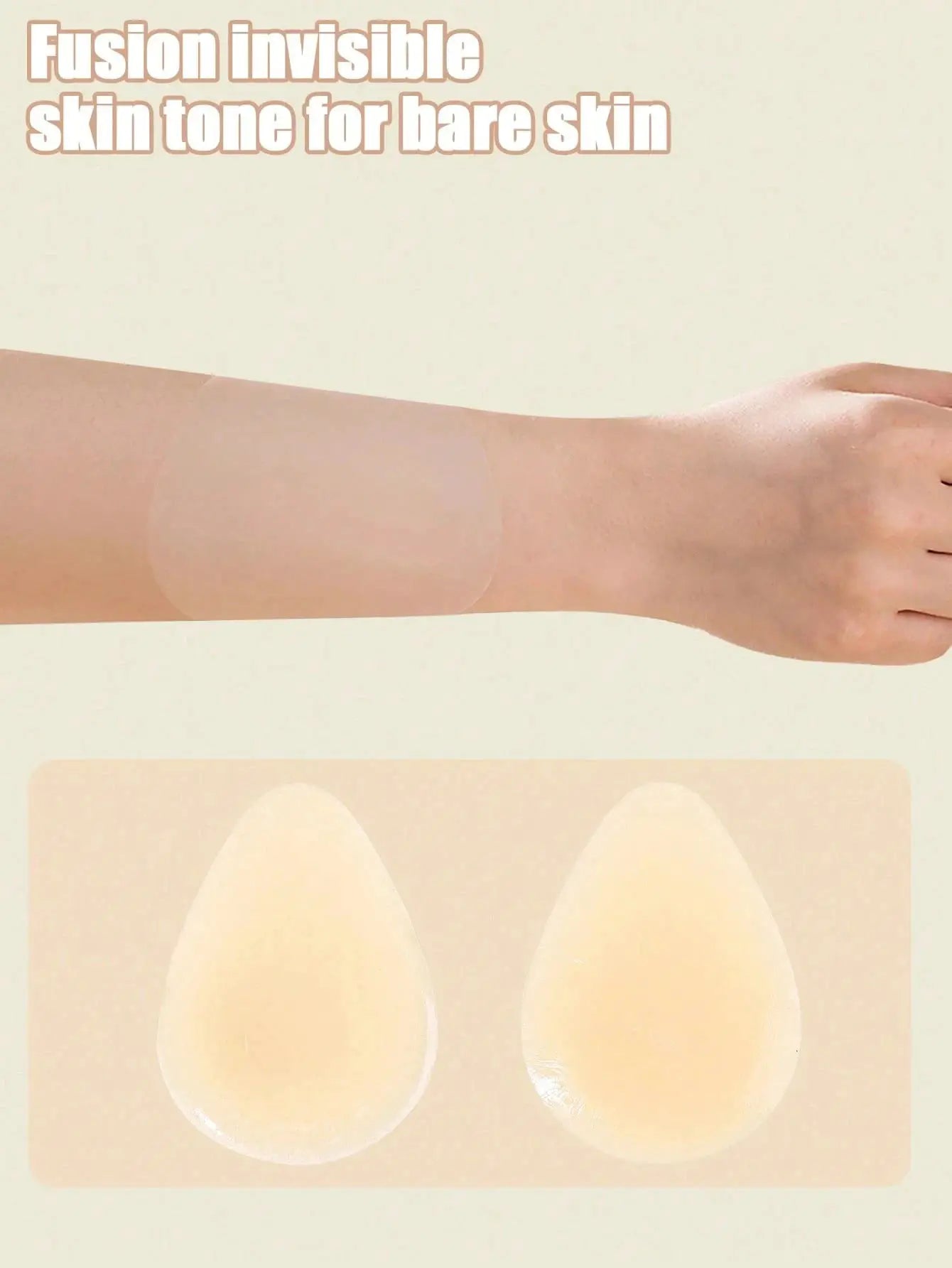 Simples Market skin-tone silicone nipple covers; waterdrop shape, ultra-thin, reusable, 2-piece or 4-piece set.