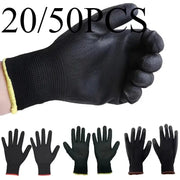 20 50 Pcs Nylon PU Coated Work Gloves Non Slip Durable Safety Gloves for Work and Camping