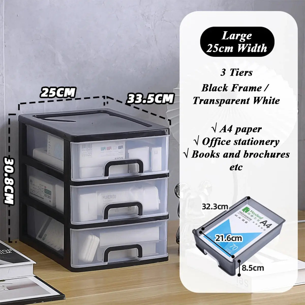 Clear Desktop Storage Box With Drawer Heightened Table Organizer Plastic Office Cabinet For Stationery Cosmetics