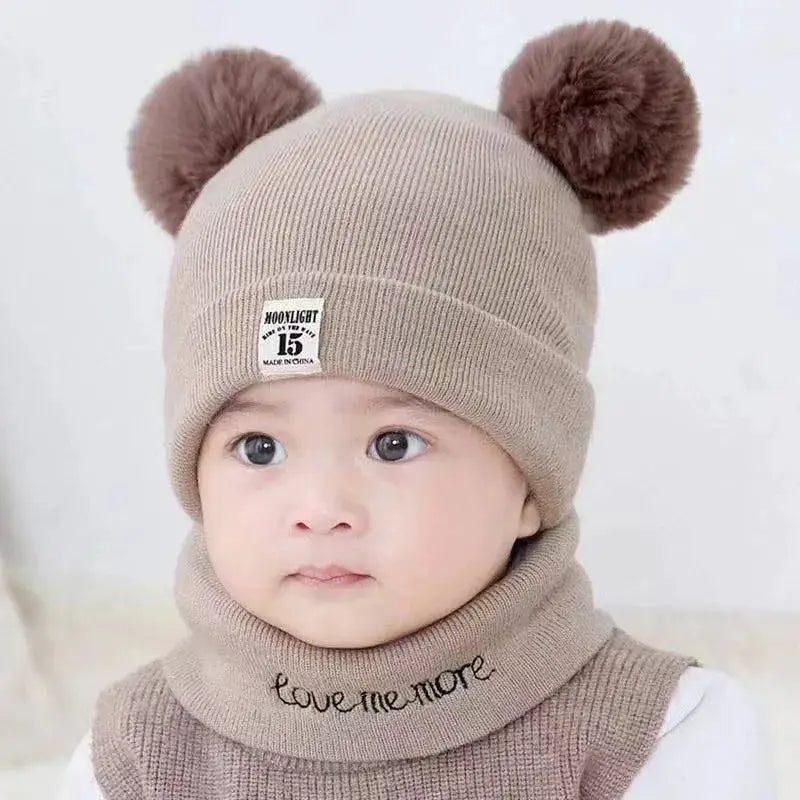 Autumn Winter Baby Beanie Hat With Pom Pom Knit Hat Solid Color For Boys And Girls 0 To 3 Years