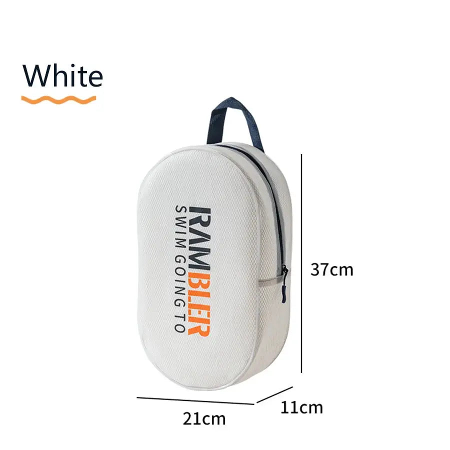 White RAMBIER water-resistant sports duffel bag for swimming gear, 37x21x11 cm