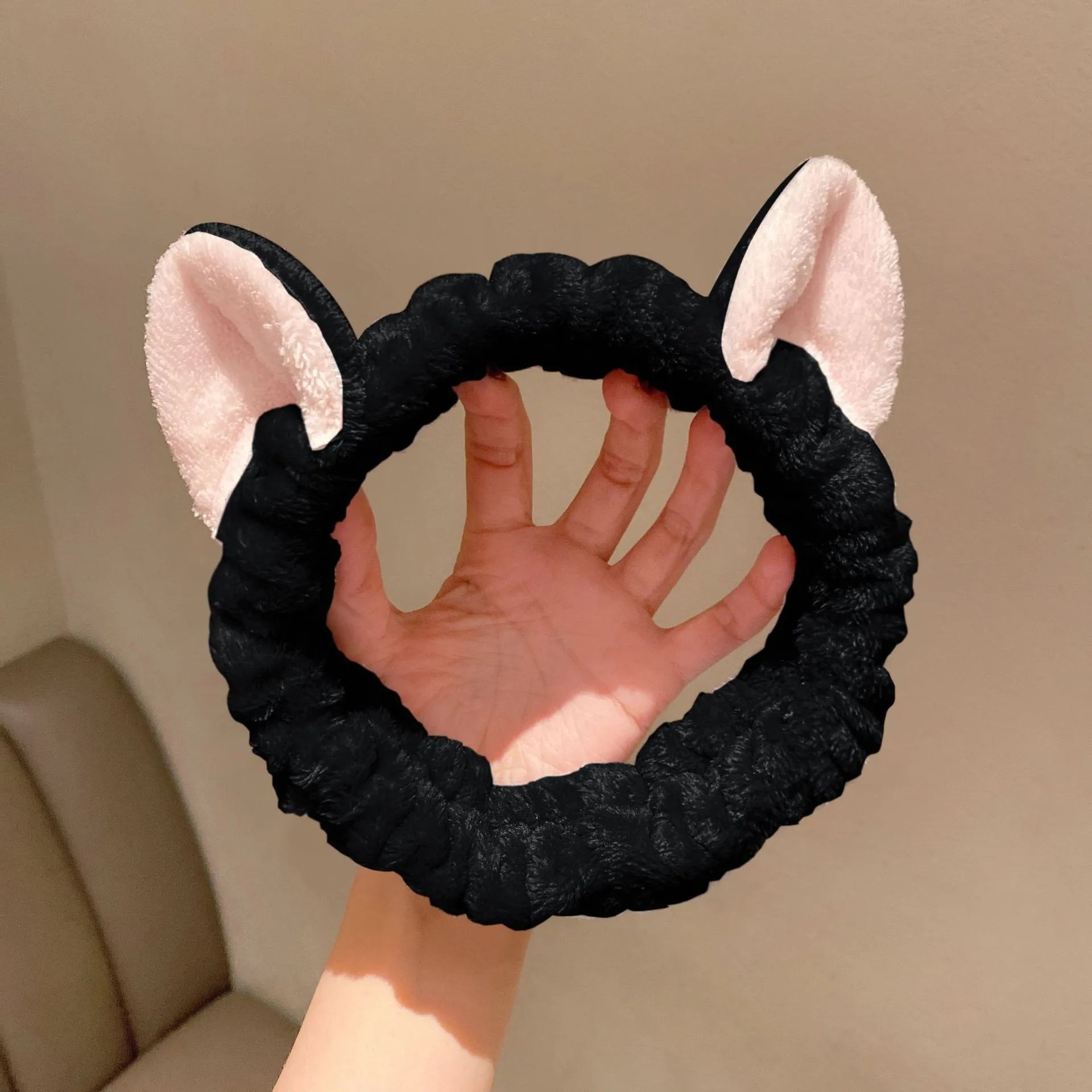 Cat Coral Plush Hairband With Bow For Makeup And Face Washing Soft Cute Headband For Hair Care