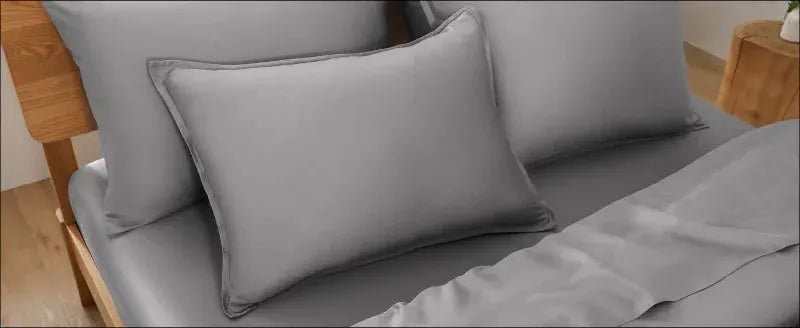 Summer Cooling Quilt Cover Set 3pcs by Simples Market in gray Lyocell bamboo fabric; duvet cover and two pillowcases.