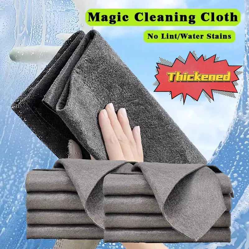 5-pack thickened magic cleaning cloths, gray microfiber for glass cleaning