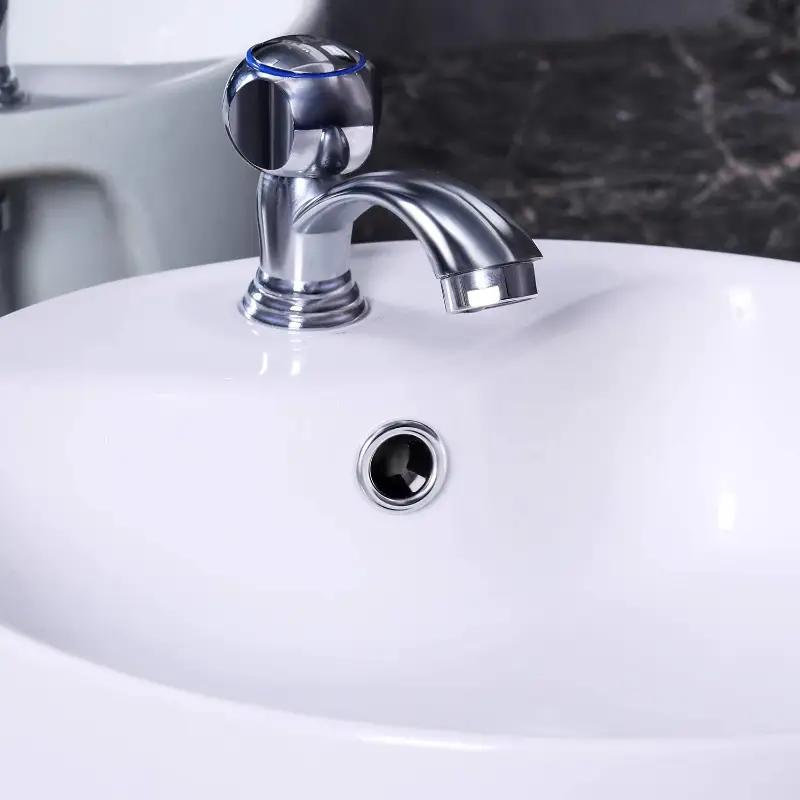 4-piece plastic sink hole overflow cover set with round chrome plugs for kitchen and bathroom basins