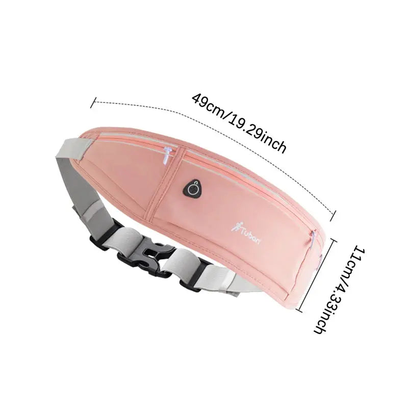 Waist pack Tuban pink outdoor waterproof bag with adjustable gray strap.