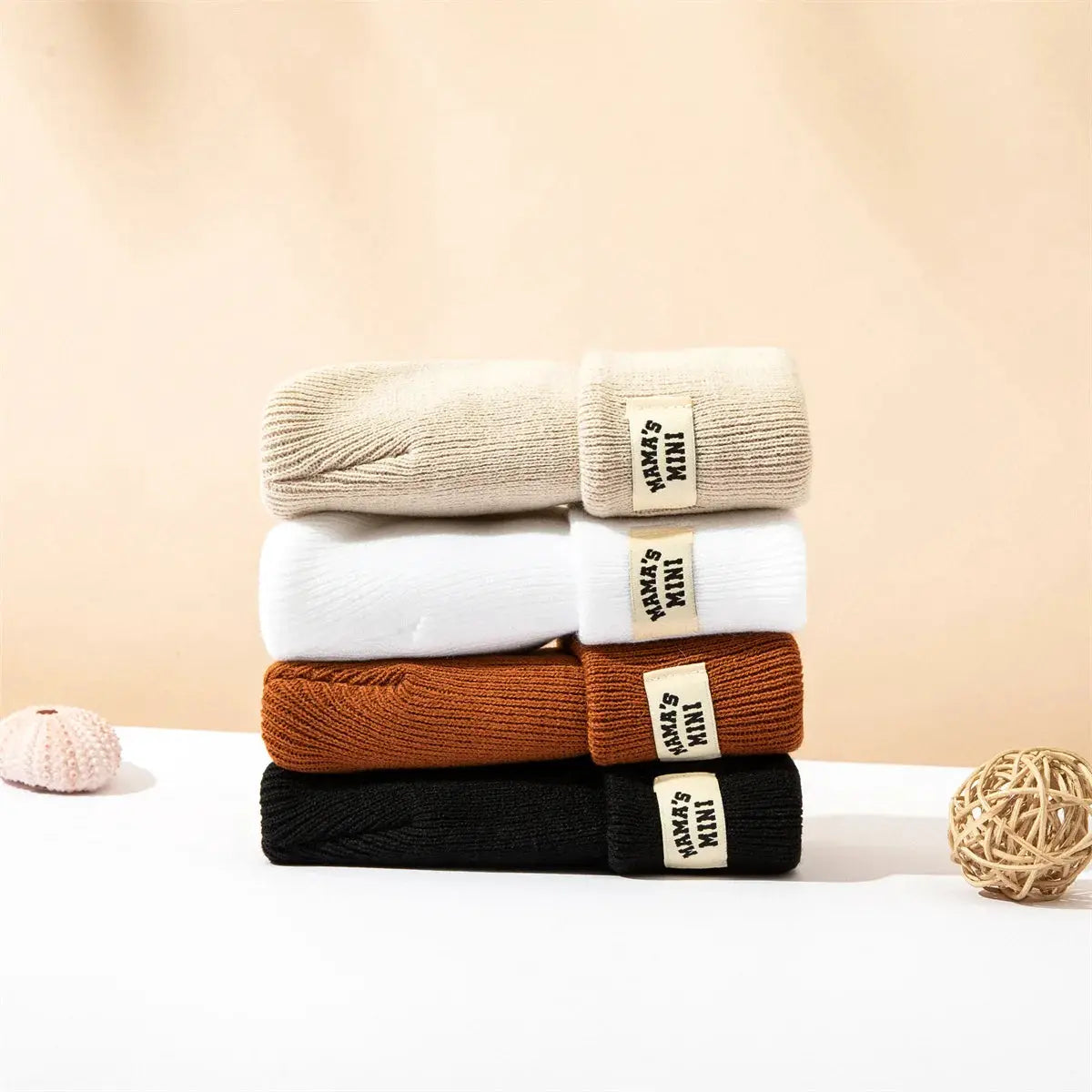 Clearance 3 Piece Set Baby Knitted Hat Winter Warm Cap With Letters Unisex For Boys And Girls Ages 0 To 24 Months