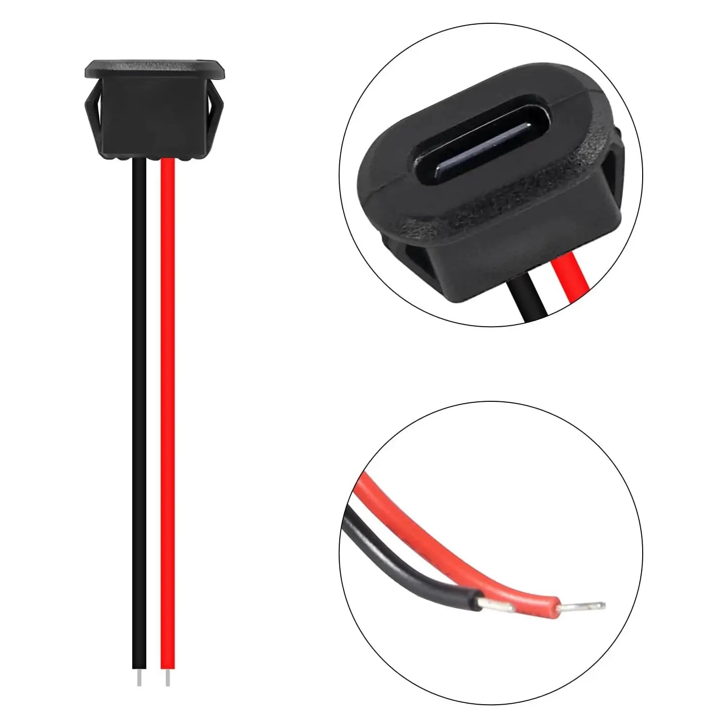 Type C Female Chassis Connector USB C Direct Crimp Jack Gold Plated Contacts Silica Gel Ring 5Pcs 10Pcs Power Cable