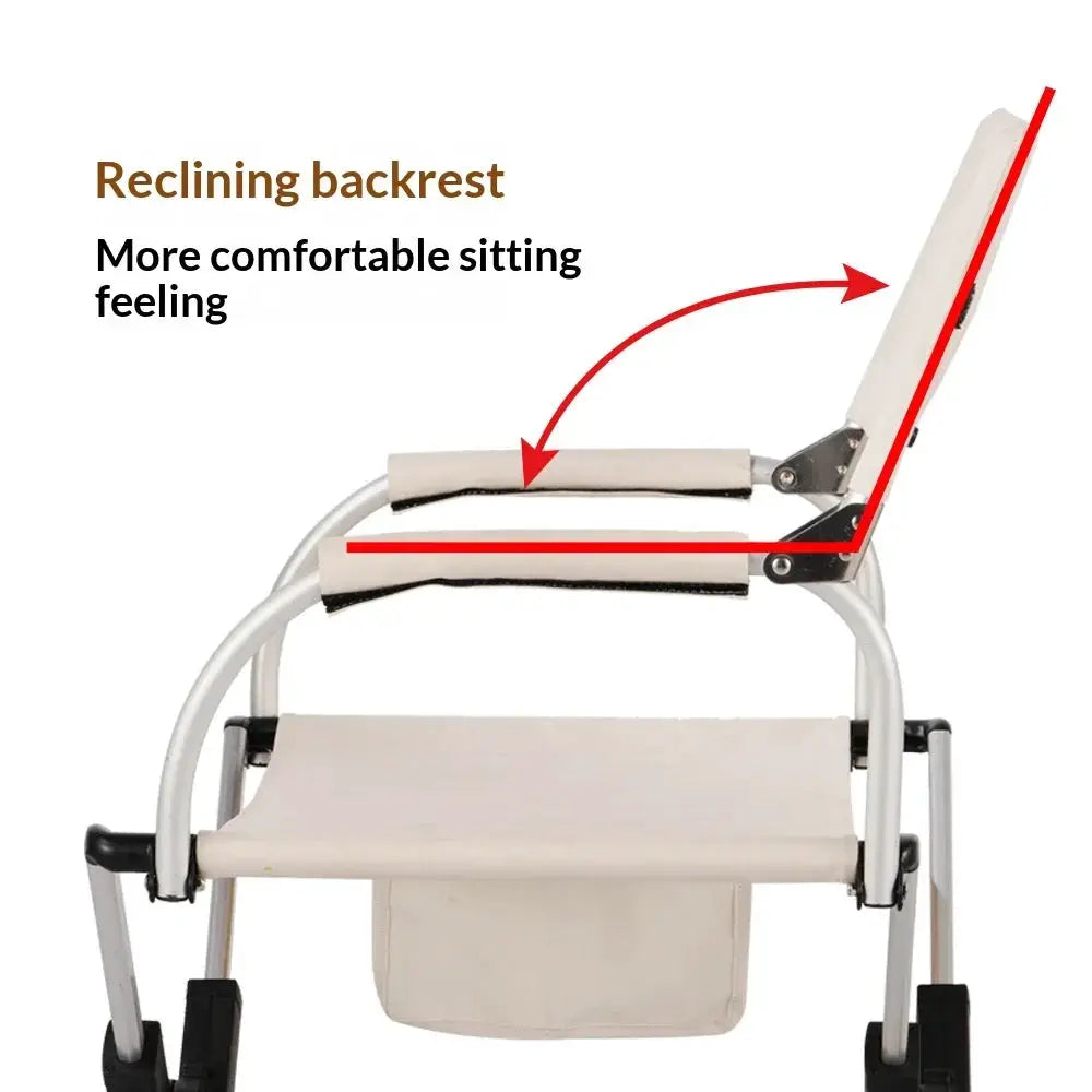 Outdoor foldable director chair by Simples Market with reclining backrest, aluminum frame, beige fabric