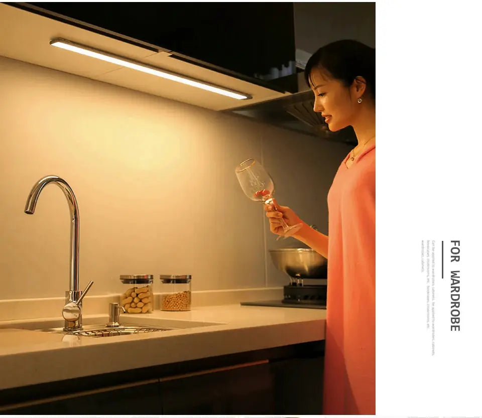 Simples Market LED under-cabinet kitchen light with PIR motion sensor, 30/40/50cm, warm white.