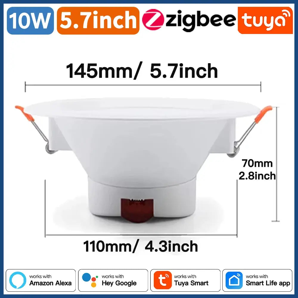 Simples Market white Zigbee RGB dimmable LED downlight, 145mm diameter, 70mm height