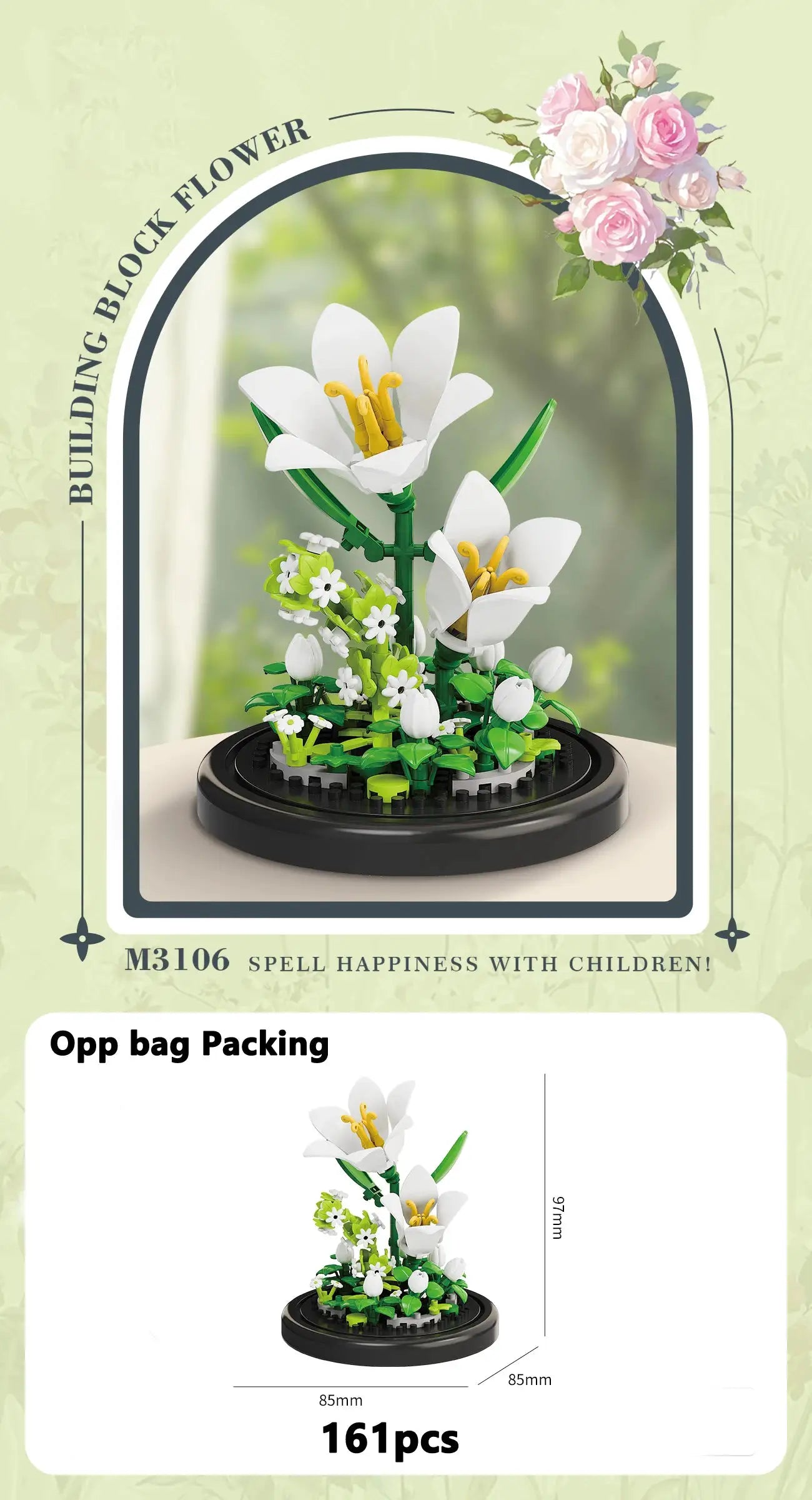 Eternal Flower Bouquet Bonsai Potted Plant Micro Building Blocks Model Decor Puzzle Toys Kids Birthday Christmas Gifts