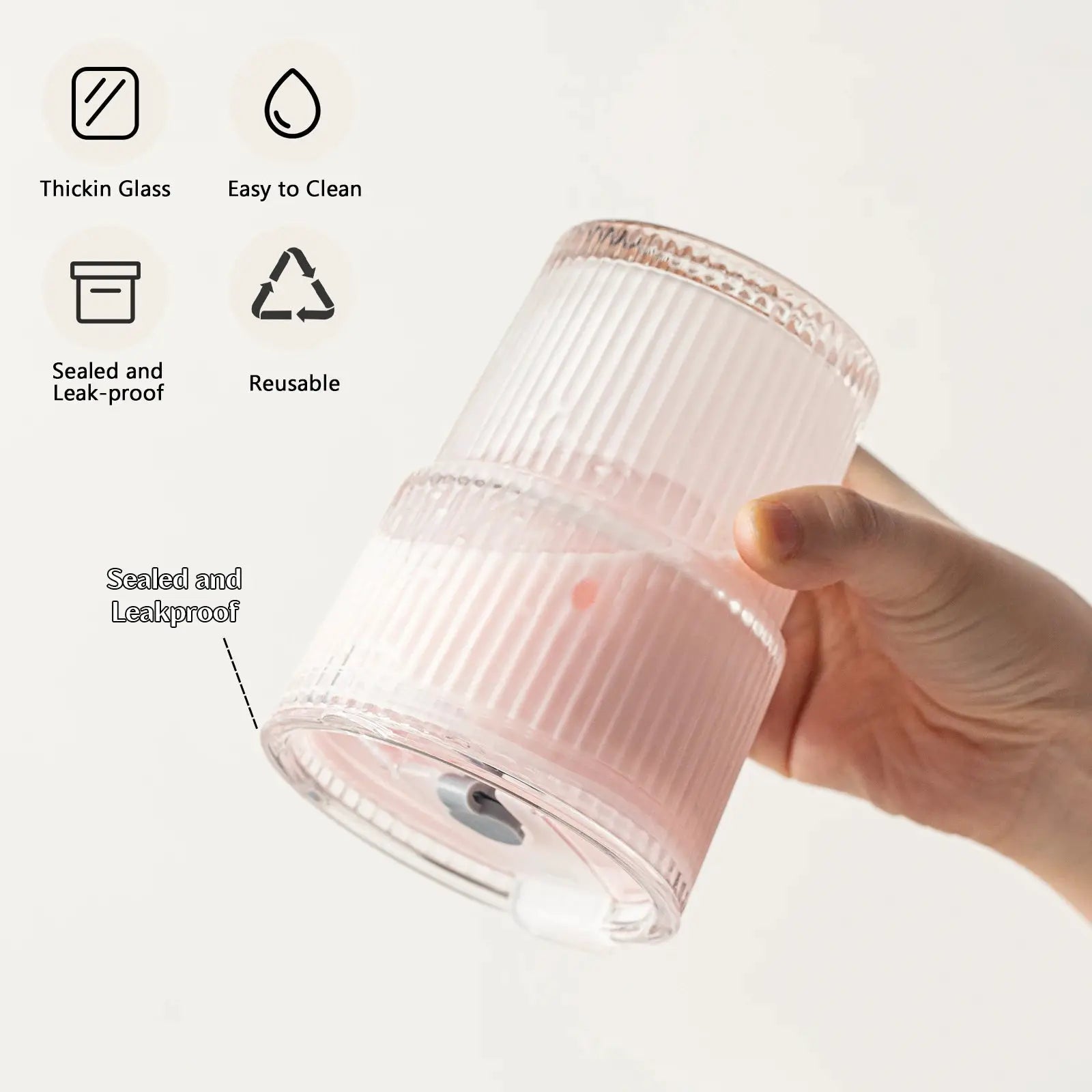 450ml Stripe Glass Cup With Lid And Straw Transparent Drinking Glass For Ice Coffee Tea Juice Milk Water