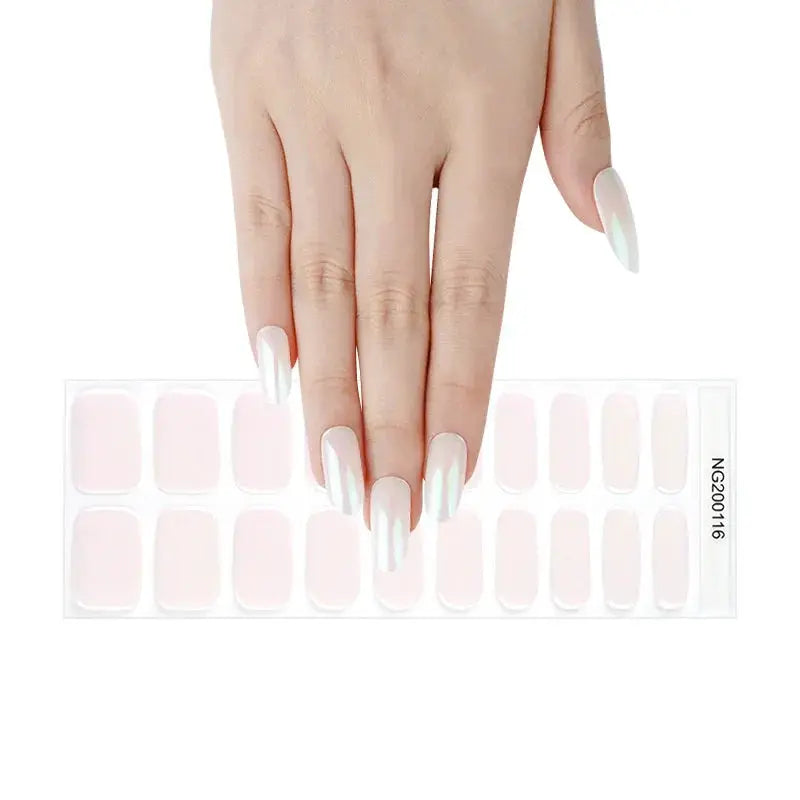 NailLux Semi Cured Nail Wraps For 16 To 20 Tips Easy Full Cover Adhesive Press On Nails Gel Finish UV LED Compatible