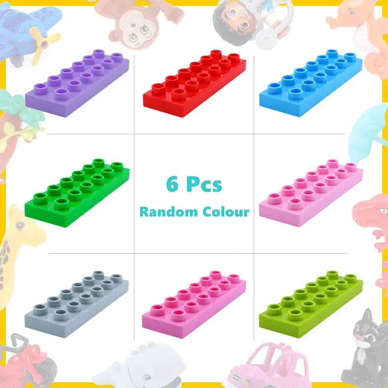 6 Piece Big Building Block Accessories Compatible With Enlighten Large Bricks Foundation Blocks Educational Toy
