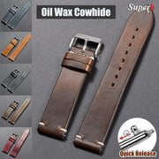 TimelyCraft Vintage Oil Wax Leather Watchband Universal Fit For Omega Seiko Rolex Galaxy Huawei