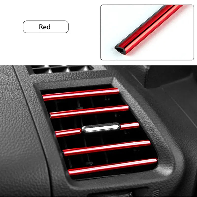 Car air vent decorative strips, 10 pcs red U-shaped universal interior grille accents