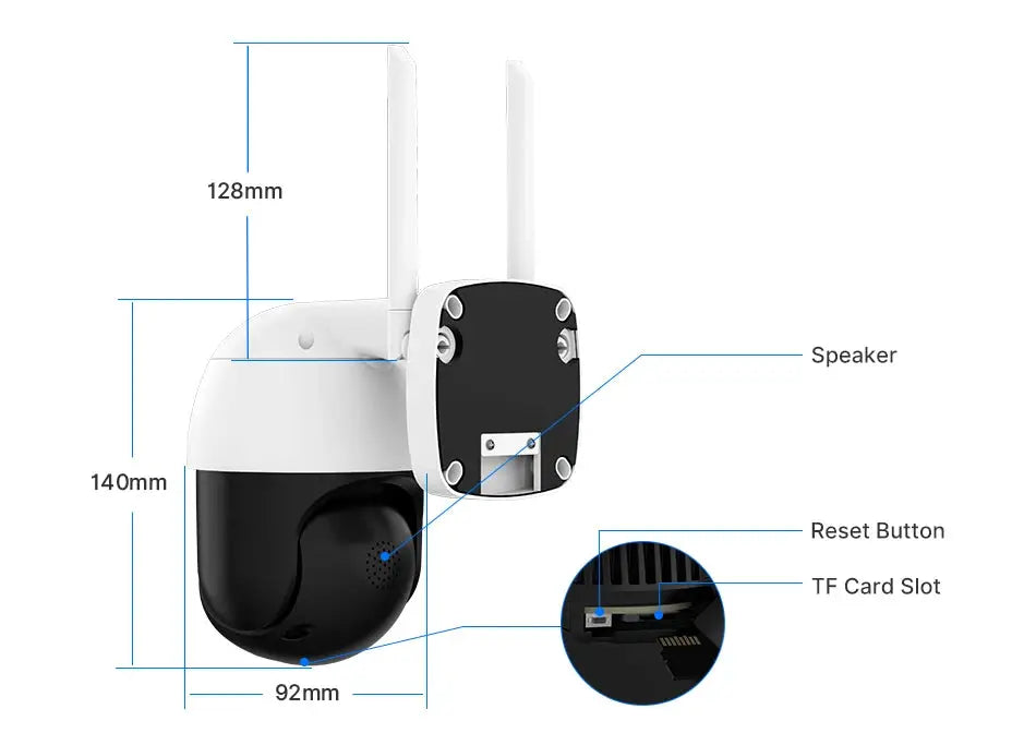 Hiseeu 4K 8MP dual-lens PTZ WiFi IP camera, outdoor, 8x zoom, full-color night vision