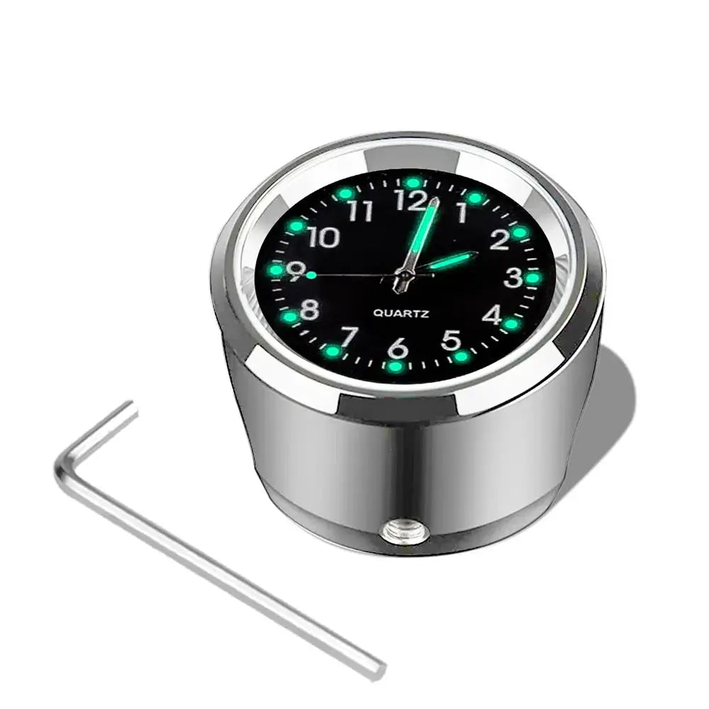 TrailForge Aluminum Quartz Handlebar Mount Watch Luminous Waterproof Time Display For Motorcycles Scooters Bicycles